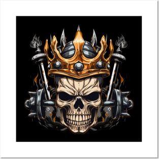 Barbells with Skull with crown Posters and Art